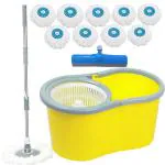 V-Mop Classic Yellow Magic Dry Spin Bucket Floor-Cleaning Mop With Floor-wiper + 9 Microfiber Refills