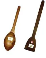 Arman Spoons Brown Teak Wood Dosa Roti Spoon Ladles Spatula (Pack Of 2)