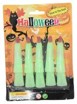 My Party Suppliers Multicolor Haunted House Glow-In-The-Dark Witchs Fingers, Witch Costume Nails, Glow In Dak Witch Finger, Halloween Fingers For Halloween Costume, Halloween Dressup