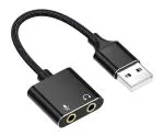 TECHNOVIEW USB to Audio Adapter with 3.5mm Jack USB Sound Card USB External Stereo Sound Adapter Splitter Converter for Windows and Mac, Linux, Laptop, PC, Compatible with PS4,PS5,Headset,Plug & Play