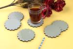 Vatsin Premium Round Coasters Tea, Coffee Coasters for Home & Dining Table, Office, Table Accessories, for Gifting [Wood, Resin] (Set of 6, Grey)