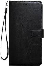 Clickaway Lenovo A6000 Plus Flip Back Cover Case Dual-Stiched Leather Finish Inbuilt Stand & Pockets Wallet (Black)