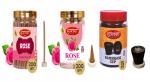 Shyam Charan Premium Dhoop Sticks with Cones and Sambrani Cups with Fragrance Rose Pack of 3 Jar for Puja, Meditation, Havan & Religious Rituals