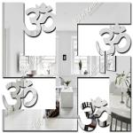 Bikri Kendra - Swastik Silver (Pack of 2) Mirror Stickers for Wall, Acrylic Mirror Wall Decor Sticker, Wall Mirror Stickers, Acrylic Stickers, Om Wall Stickers for Hall Room, Bed Room, Kitchen