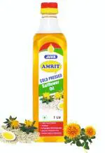 AMRIT - Cold Pressed Safflower Oil | 1 LTR | Wood Cold Pressed Kachi Ghani 100% Pure and Natural Oil
