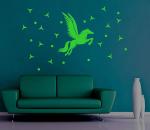 DreamKraft Green Graphic Print Vinyl Glow In The Dark Flying Horse Radium Sticker 20x1 cm