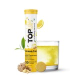 TopUp Organic Japanese Ceremonial Matcha Green Tea with Antioxidant for Energy & Focus | Helps Weight Loss, Detox & Clear Skin | Ginger Lemon Flavor | 20 Effervescent Tablets (Pack of 1)