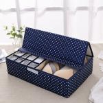 ZINLEY Foldable Fabric Drawer Compartment Storage Box Undergarments Oganizer for Women Innerwear | 44 X 28 X 12 | (Dark Blue Polka)