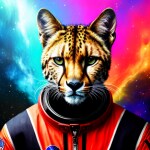 Love Creation A4 Size poster print for creative wall art- cosmic-cheetah-art-print-7926( Sticker)