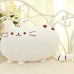 The Purple Tree Velvet Cute Cat Cushion, 15 X 17 Inch, White, 1 Piece