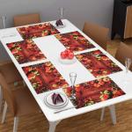 Dakshya Industries Printed PVC Rectangle Shape Placemats Cutwork Geometric Design for Kitchen, Restaurant, Dressing Table Mats, Drawer Mat and Dining Table Mats Set Of 6 - Orange