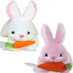 Saubhagye White, Pink Rabbit with Carrot Soft Toys, size-25 cm for 1 year and above (pack of 2)