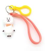 Blue Aura Arkanum Yellow, White Rubber Cute Bts Bt21 Rj With Lanyard And Yellow Hook Bangtan Keychain Yellow And Key Chain