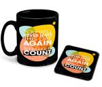 Whats Your Kick Motivation Colorful Design Printed Black Ceramic Coffee Mug with Coaster Tea Mug 325ml