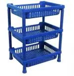 See Inside Multipurpose Plastic Kitchen Storage Rack Folding Rack for Vegetable & Fruits Plastic Wall Shelf (Number of Shelves - 3, Multicolor)