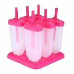pelton Set of 6 Plastic Reusable Ice Pop Makers, Popsicle Frozen Ice Cream Moulds Pink Color