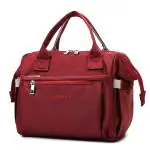 Handcuffs Diaper Tote Bag Leather Mummy Bags Waterproof Travel Nappy Totes Baby Care Bag (Maroon)
