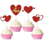 Festiko 24 Pack Red Heart Valentine Day Cupcake Toppers Valentine Day Cake Toppers Heart Love Cupcake Picks