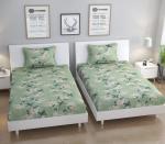 BELVOSTUM 300 TC 3D Printed Microfiber Two Piece Single Bed Sheet Combo with Two Pillows Covers (60x90) Inches (Light Green