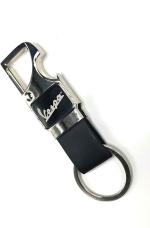 JDP Black Leather, Metal Vespa Scooter Opener Keychain