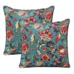 Riara Luxury Soft and Smooth Floral Print Single Pcs Velvet Cushion Cover (Blue, 10