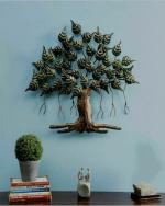 ROYAL HERITAGE CRAFTS Metal Wall Hanging Banyan Tree Wall Art for Home Decor 28 X 28 Inch (Green, Brown)