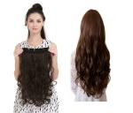 Artifice Super Volume 26 inch 5 Clip Curly/Wavy Synthetic Fibre Hair Extension (Dark Brown)