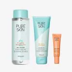 SMART BEAUTY Oriflame PURE SKIN Clarifying Toning Solution 150 ml , PURE SKIN Smoothing Face Scrub 75 ml , PURE SKIN SOS Blemish Gel 6 ml (3 Items in the set)