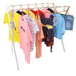 LIMETRO STEEL Steel Floor Cloth Dryer Stand Jumbo Clothes Drying Stand for Drying Clothes | Foldable Clothes Dryings Stand | Colapsible Design - Stainless Steel (1 Tier)