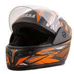 TIARA TRH-024 Motorcycle Full Face Helmet for Men & Women, Graphic Orange Matt Finish Clear Visor ISI Approved