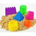 Kartunbox 1Kg Kinetic Sand Bucket | Children Sandcastle Set for Kids 3+ | Dough Box with 5 castle moulds | Reusable Craft Sand | Amazing Active Magic Gluten Free Clay Sand |Stress Relieving Children's Slime Play Sand for Kids - Sensory & Therapy Sand