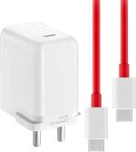 Cihlex 65W, 6A Oneplus Mobile Charger Usb-C Cable Nylon Braided Charger Cord Compatible (Red, White)