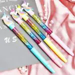 SV Traders Unicorn Fur Feather Dairy+Unicorn Rainbow Fur Pen 6-in-1 Ink+Unicorn Water Glitter Pen For Girls/Kids/Unicorn Fancy Stationary