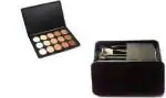 Lenon Beauty Miss Hot Premium Quality makeup Brush with Black Box (Pack of 12) With 15 Colors Face Eye Contour Blemish Dark Circle Cover Foundation Neutral Makeup Cream Camouflage Concealer Highlighter Bronzer Palette Kit (2 Items in the set)