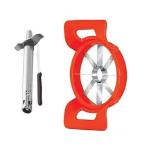 Blue Wonder Stainless Steel Regular Gas Lighter | Knife With Stainless Steel 8 Sharp Blade Apple Cutter and Multicolour, Pack of 2