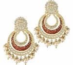 Gyaan Jewels Handmade Gold Plated Chandbali Earring Maroon (Women and Girls)