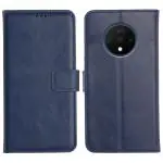 Orosky OnePlus 7T Flip Cover Case | 360 Protection | Inbuilt Stand & Pockets | Wallet Style Leather Flip Back Cover Case for OnePlus 7T (Blue)