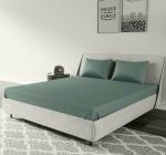 LIVING LEISURES Breathable Sage Solid Cotton Bedsheets with Two Pillow Cover Set 2.24 x 2.54 m Queen size (3 pcs)