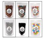 Multicolred Balls, Silver Balls, Rainbow Vermicelli Strands, Chocolate Strands, Heart Candy And Multicoloured Pearl Balls, 300.0 g (Pack of 6)