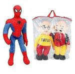 LVS TOYS - Spider-Man & Motu Patlu Soft Toy for Kids, Children & Girls Playing Teddy Bear in Size of 40 & 30cm Long