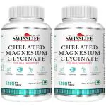 SWISSLIFE FOREVER Chelated Magnesium Glycinate Tablets | Chelated Magnesium Glycinate | Dietary Tablets with Mineral and Amino acid( Magnesium Glycinate) Help in Bone health, Muscle Health, Heart Health for Men & Women (120 Tablets) Pack of 2