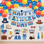 Zyozique Father's Day Decorations Combo | Dad Birthday Decorations Set - Banner, Balloons & PhotoBooth Props | Father's Day Party Supplies (Pack Of 46)