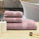 RANGOLI Light Pink Pack Of 3 Towels set, Trio (2 HAND +1 BATH, 3 Pcs,500 GSM)