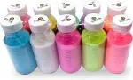 Bright bloom Multicolor Marble Rangoli Colors Kolam Powder In Bottles, 100 Gm (Set Of 10)