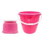 Jaycee Pink Plastic Bucket And Bath Stool Combo - 16 L