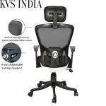 KVS INDIA Jazz Superb Office Chair, High Back Mesh Ergonomic Home Office Desk Chair with 2D Adjustable Armrests & Lumbar Support, Smart Multi-Tilt Lock Mechanism & Heavy Duty Metal Base (Black)