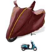 Auto Hub Waterproof Bike Cover Compatible with Yamaha Fascino, Coated, Mirror Pocket, Belt Buckle Maroon