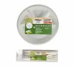 Freshee Disposable 4 Compartment 11inch Round Plates With Fork Pack of 10 for Party, Event, Dinner, Wedding