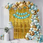 SpecialYou.in 67 pcs happy birthday decoration items with blue and peach balloons