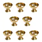 pujaNpujari Kamal Diya Lamp Akhand Diya for Pooja and Diwali Set of 8 Brass (Pack of 8) Table Diya Set (Height: 2.3 inch)